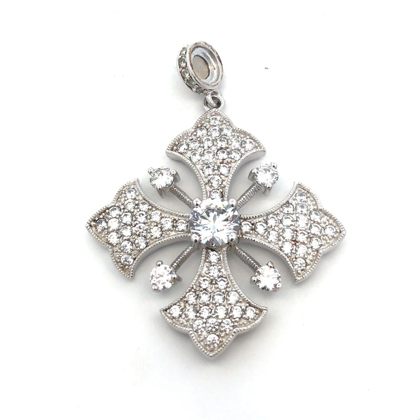 Joseph Esposito ESPO 925 Sterling Silver CZ Cross Star Magnetic Enhancer Pendant