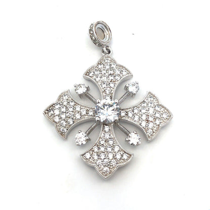 Joseph Esposito ESPO 925 Sterling Silver CZ Cross Star Magnetic Enhancer Pendant