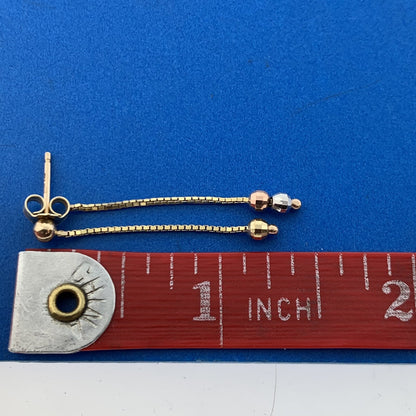 Designer Italy 10K Yellow White Rose Gold Disco Ball Drop Dangle Stud Earrings