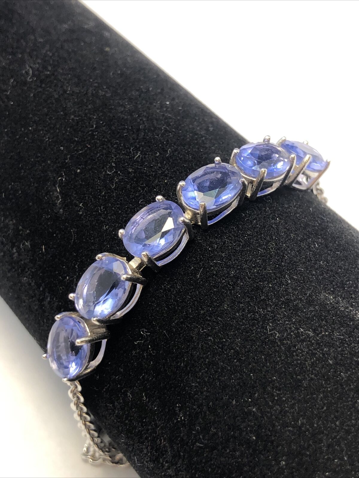 Designer TGGC 925 Sterling Silver Oval Tanzanite Statement Tennis Bracelet