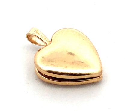 Designer PPC 14K Yellow Gold Heart Ribbon Bow Engraved Photo Locket Pendant