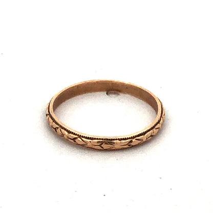 Vintage G 10K Yellow Gold Etched Engraved Textured Childs Band Ring