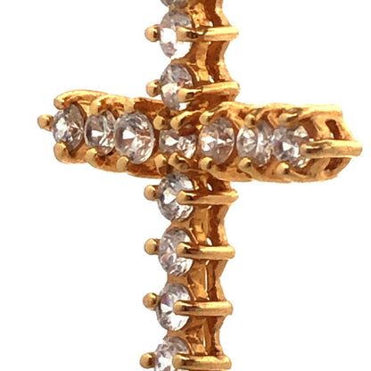 Designer 925 Sterling Silver Vermeil Cubic Zirconia CZ Cluster Cross Pendant