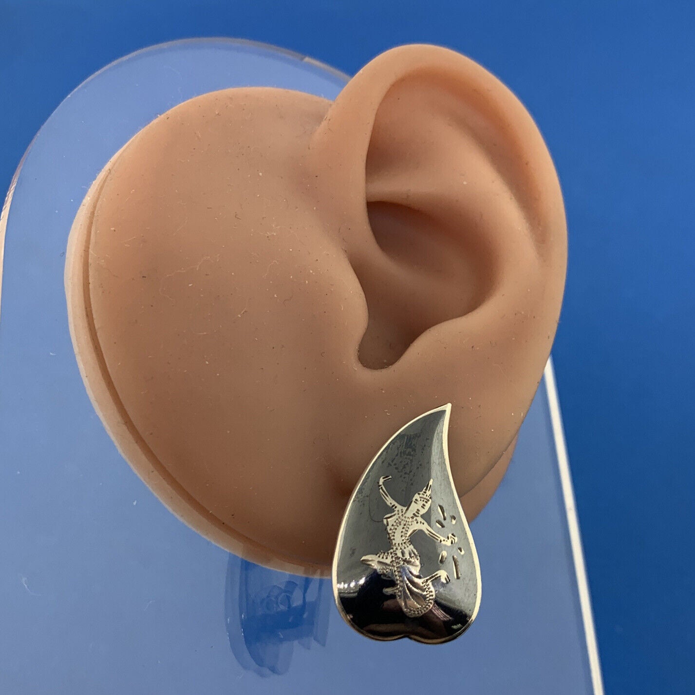 Vintage Siam Sterling Silver Nielloware Goddess Manimekhala Clip Earrings