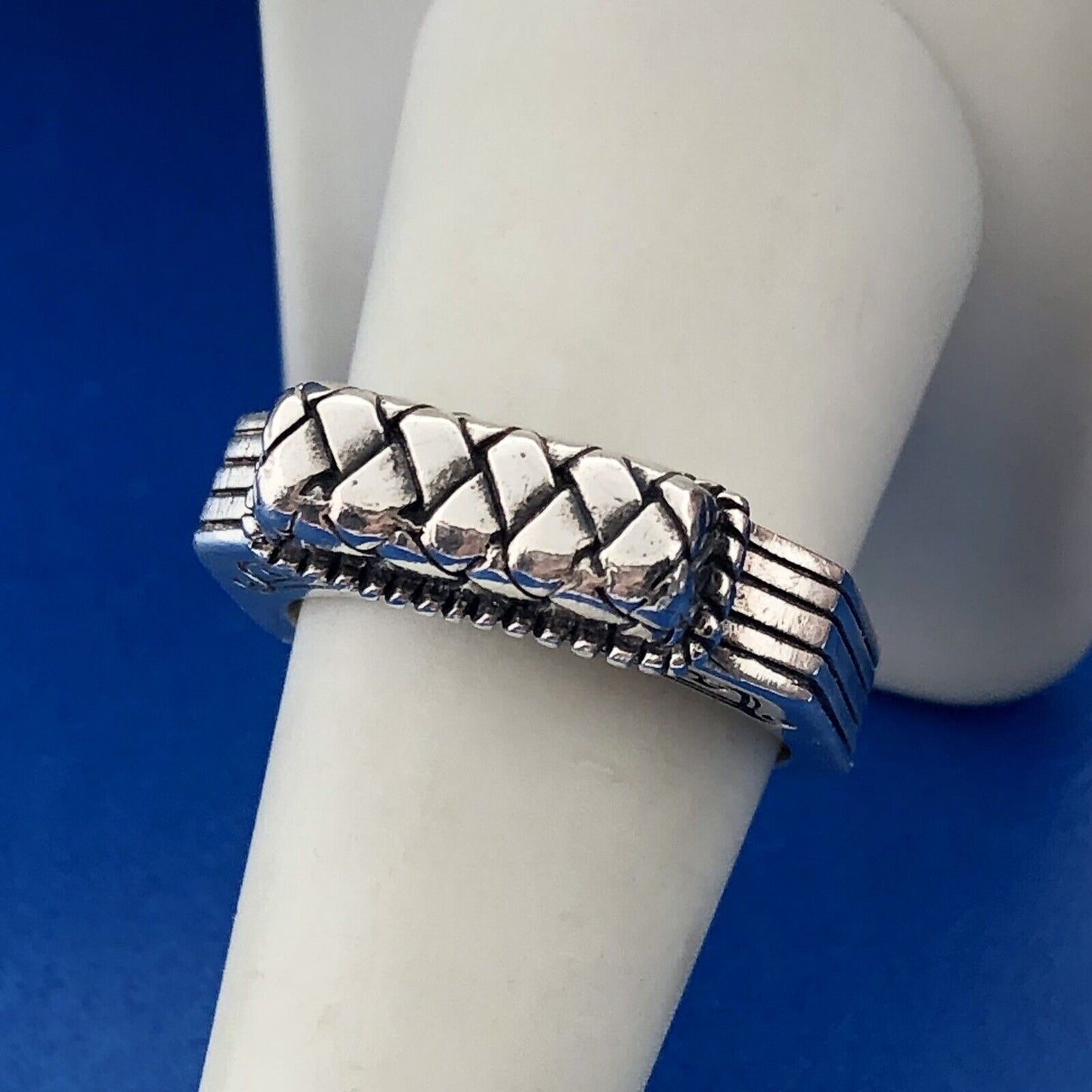 Designer 925 Sterling Silver Architectural Scroll Bar Dome Ring
