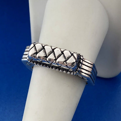 Designer 925 Sterling Silver Architectural Scroll Bar Dome Ring