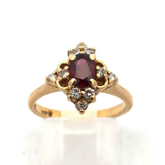 Designer 18K Yellow Gold Ruby Diamond July Anniversary Birthday Ring