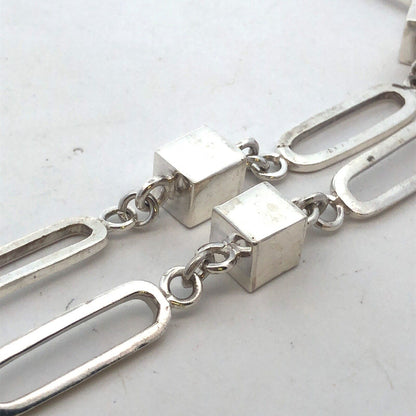 Estate Taxco TR-167 925 Sterling Silver Paper Clip Chain Statement Necklace