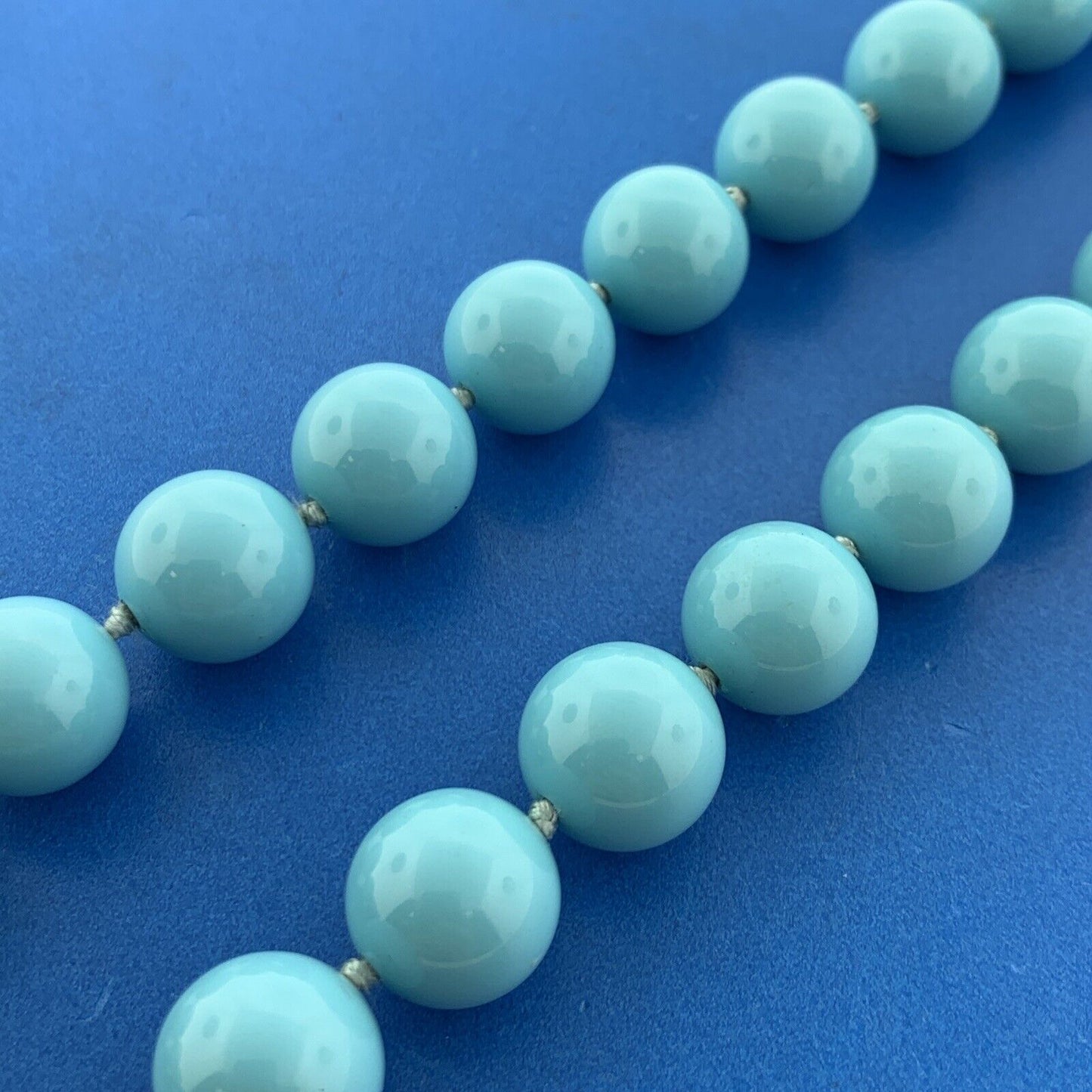 Silver Tone Rhinestone Aqua Enamel Round Bead Statement Choker Necklace