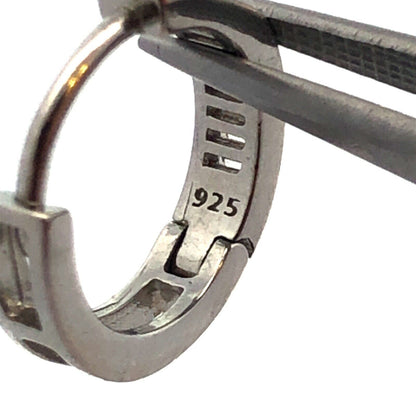 Designer N 925 Sterling Silver Baguette Cubic Zirconia CZ Huggie Hoop Earrings