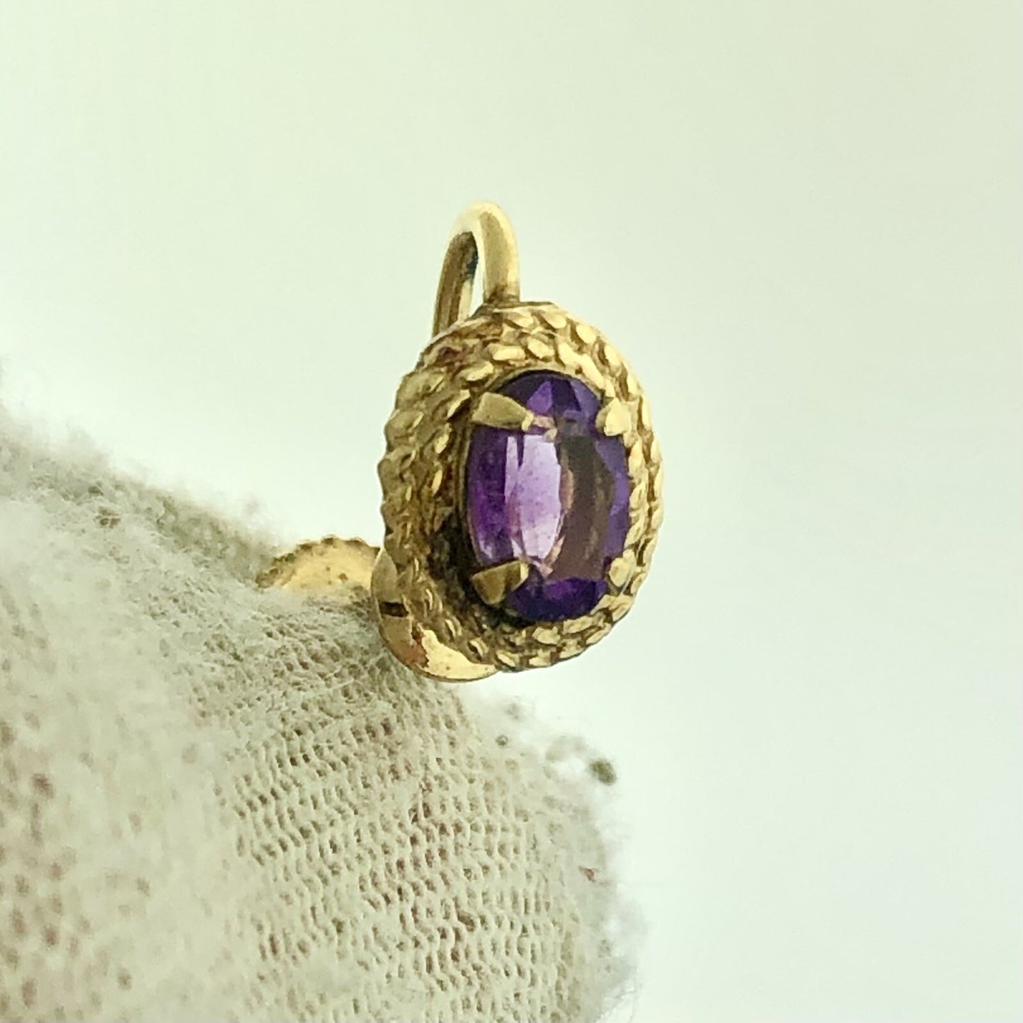 Mid Century 14K Gold Filled Amethyst February Anniversary Screw Back Earrings