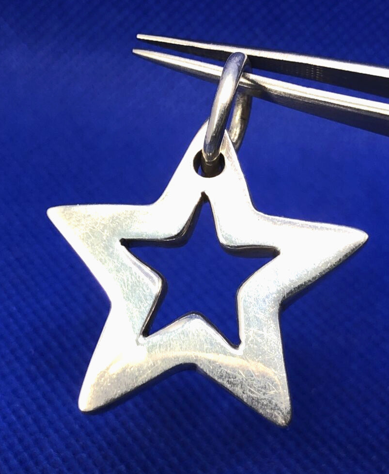 Estate 950 Fine Silver Star Cut Out Statement Pendant