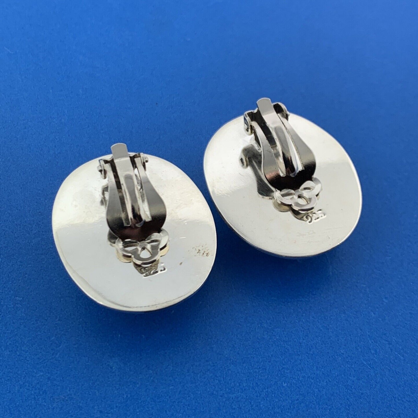 Sterling Silver 925 Native American Concho Design Engravable Oval Disc Earrings