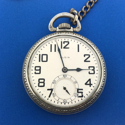 1925 Elgin BW Raymond 21j Grade 478 Base Metal Railroad Pocket Watch Fob Works