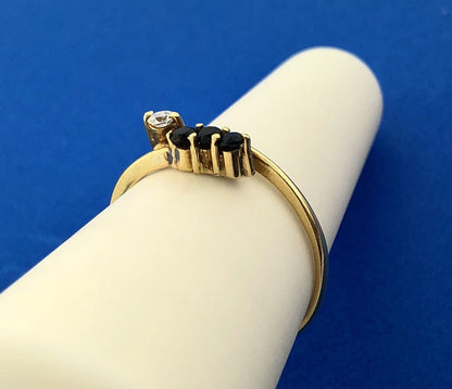 14K Yellow Gold Sapphire Diamond Modernist Bypass September Sweetheart Wire Ring
