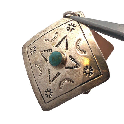 Vintage Taxco TT-44 925 Sterling Silver Turquoise Concho Dangle Stud Earrings