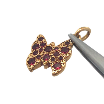 Designer 18k Yellow Gold Round Cut Ruby Insect Butterfly Dangle Charm Pendant