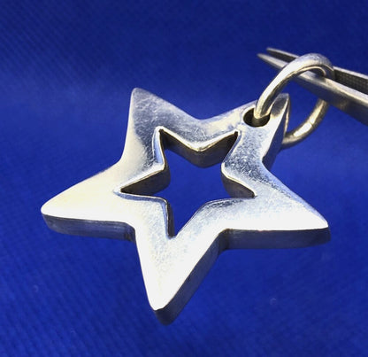Estate 950 Fine Silver Star Cut Out Statement Pendant