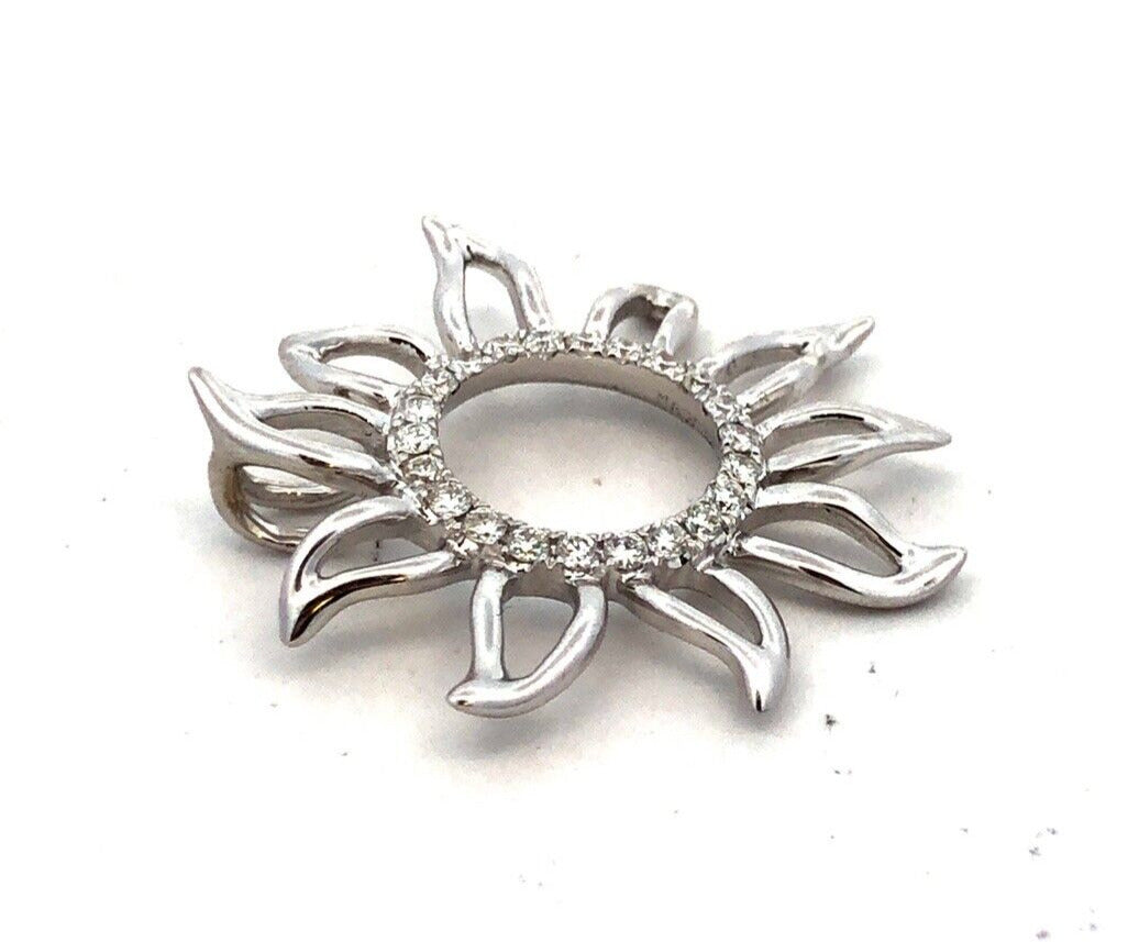 Designer NA HONKU 14K White Gold Round Diamond Sun Rays Summer Pendant