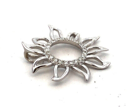 Designer NA HONKU 14K White Gold Round Diamond Sun Rays Summer Pendant