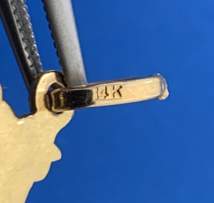 14K Yellow Gold Red Enamel Lady Bug Insect Charm Pendant