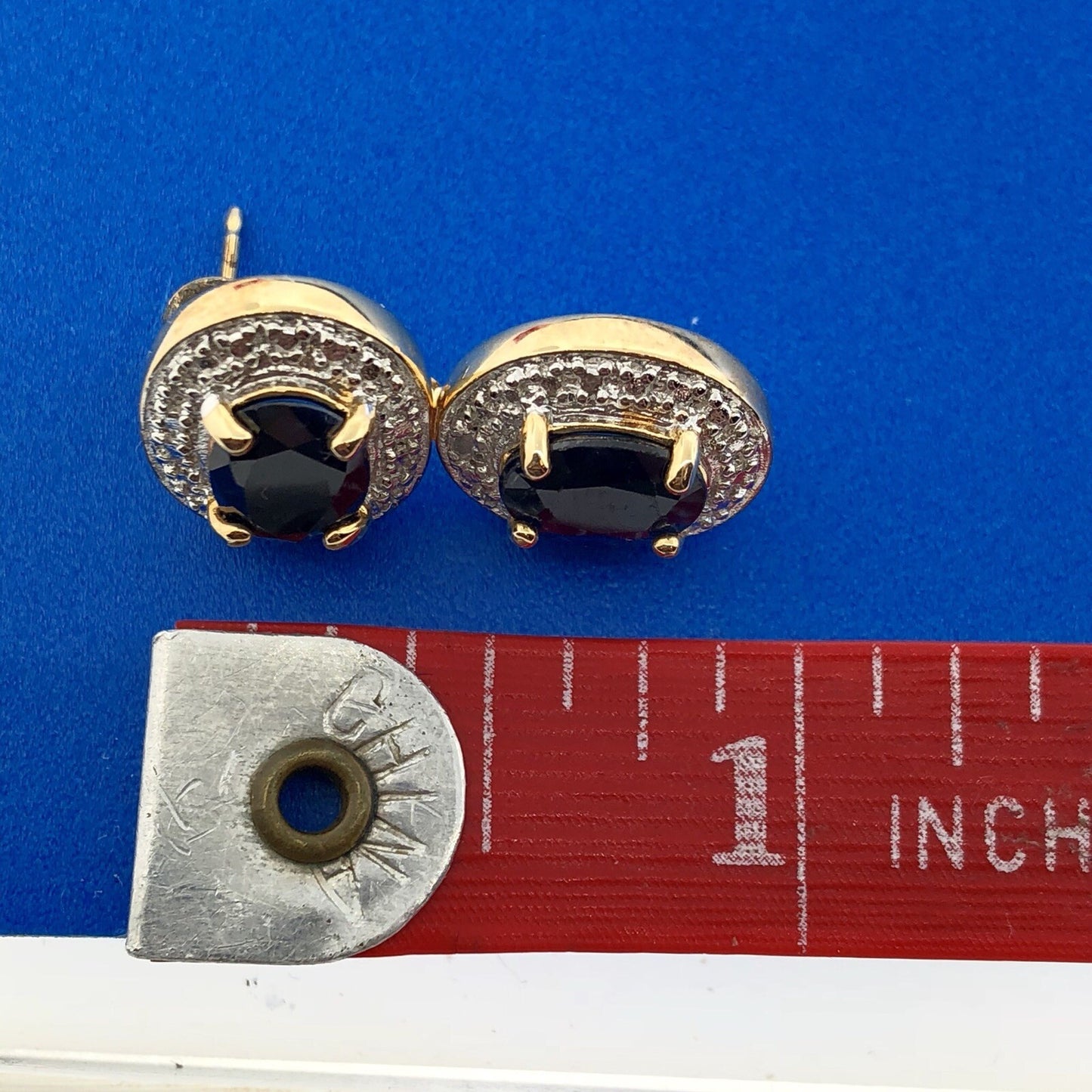 Designer 925 Sterling Silver Vermeil Sapphire Two Tone Double Drop Earrings