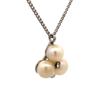 Designer 925 Sterling Silver Pearl Cubic Zirconia Clover Luck Pendant Necklace