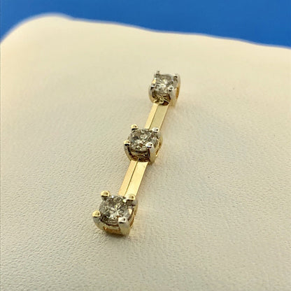 14K Yellow Gold Diamond Infinity Eternity Bridal Anniversary Bar Drop Pendant