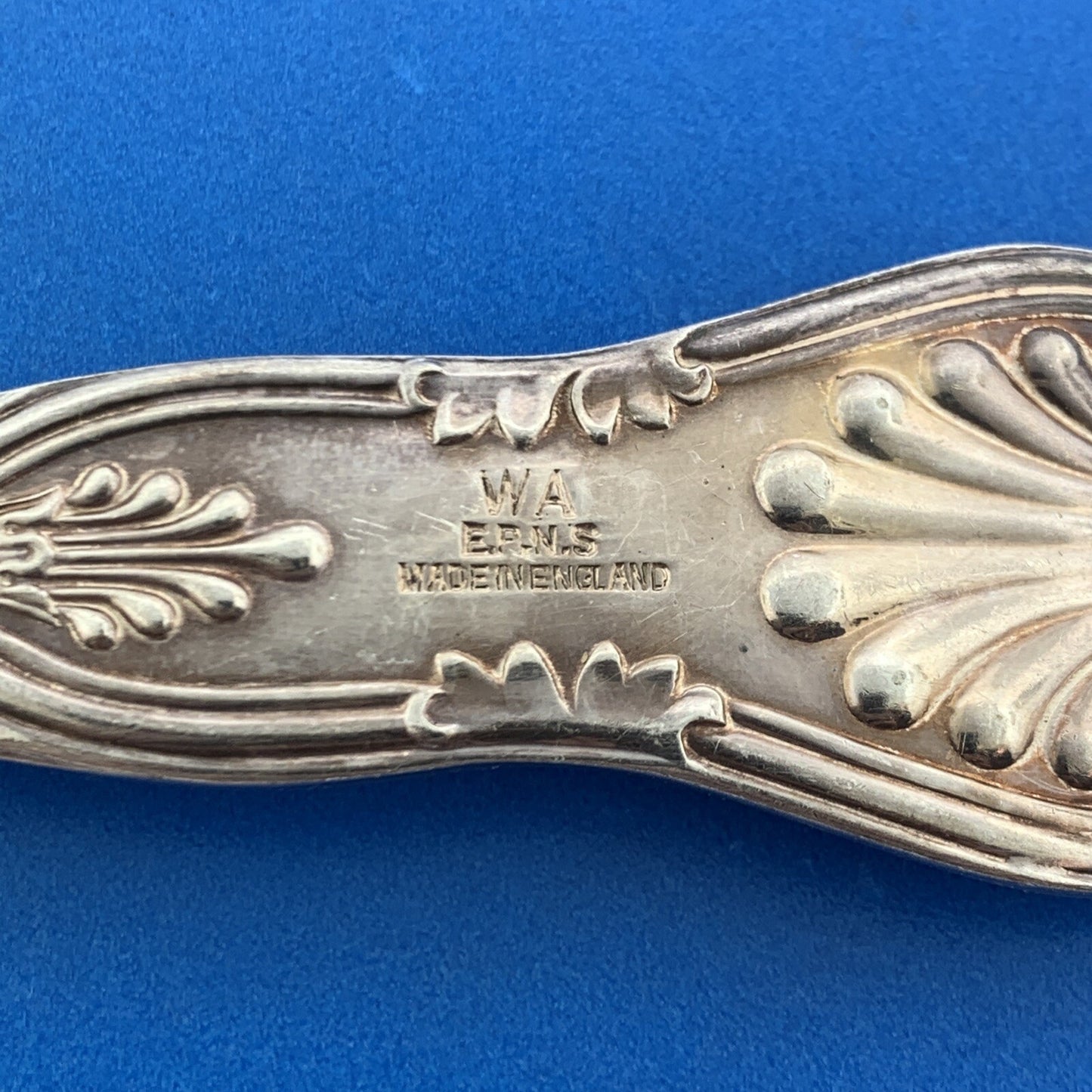 WA England 3 Pc Silverplate Kings Pattern Repousse Gold Wash Large Berry Spoons