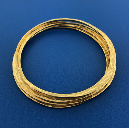 Veronese Italy Sterling Silver Vermeil Hammered Lot 4 Stackable Bangle Bracelets