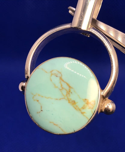 Designer 925 Sterling Silver Turquoise Cabochon Modernist Statement Pendant