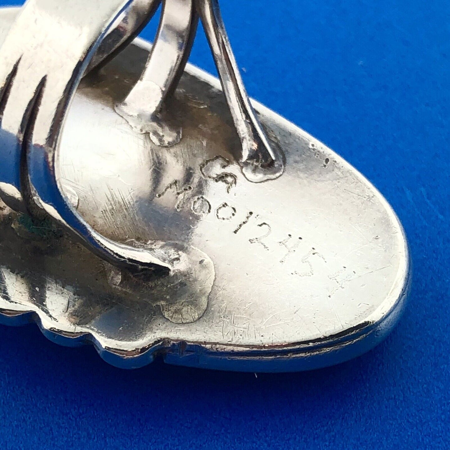 Mid Century Signed Dated Native American Sterling Silver Turquoise Finger Ring