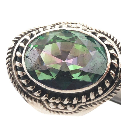 925 Sterling Silver Multicolored Cushion Cut Oval Cubic Zirconia Ring