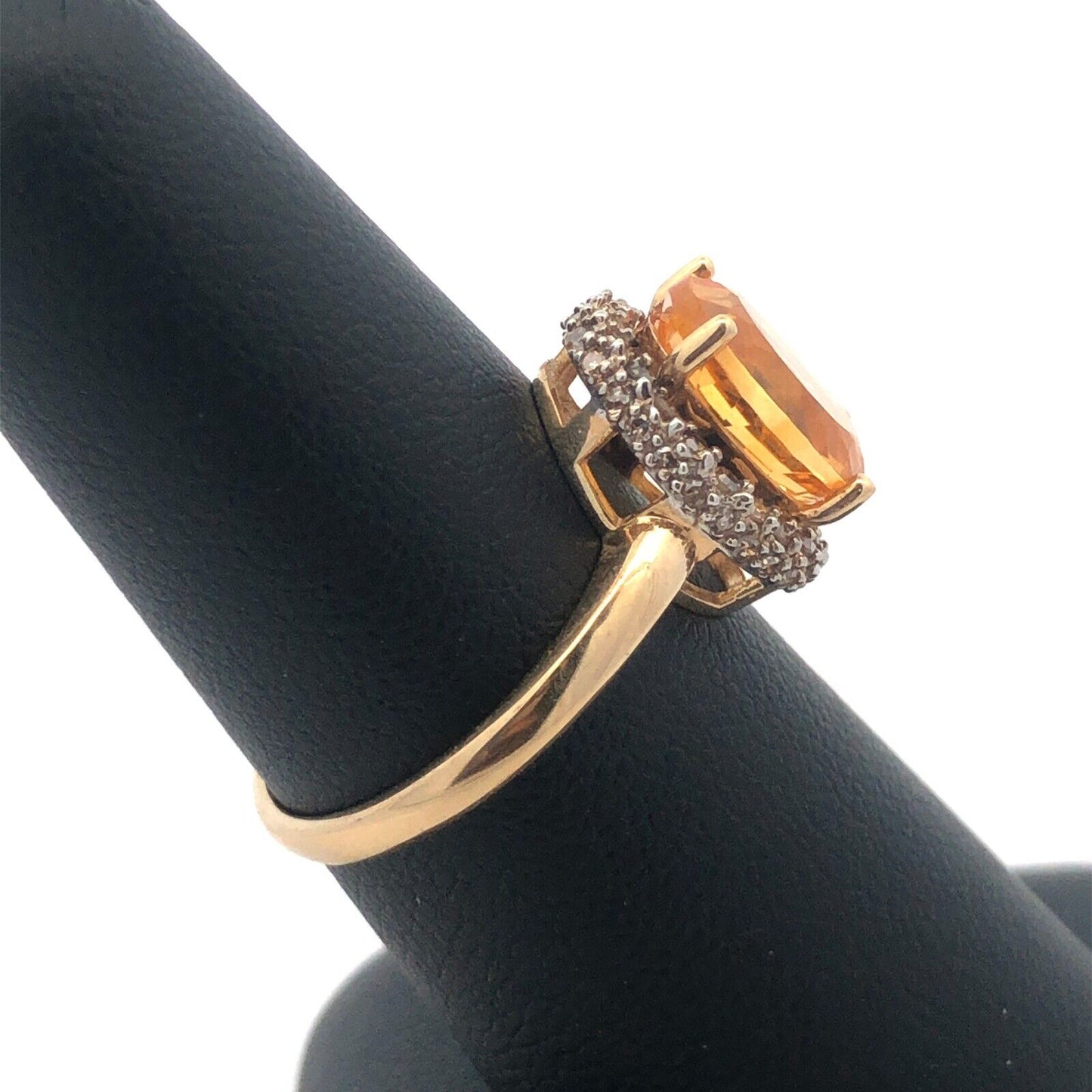 Stunning 14k Yellow Gold Citrine Diamond Halo Ring