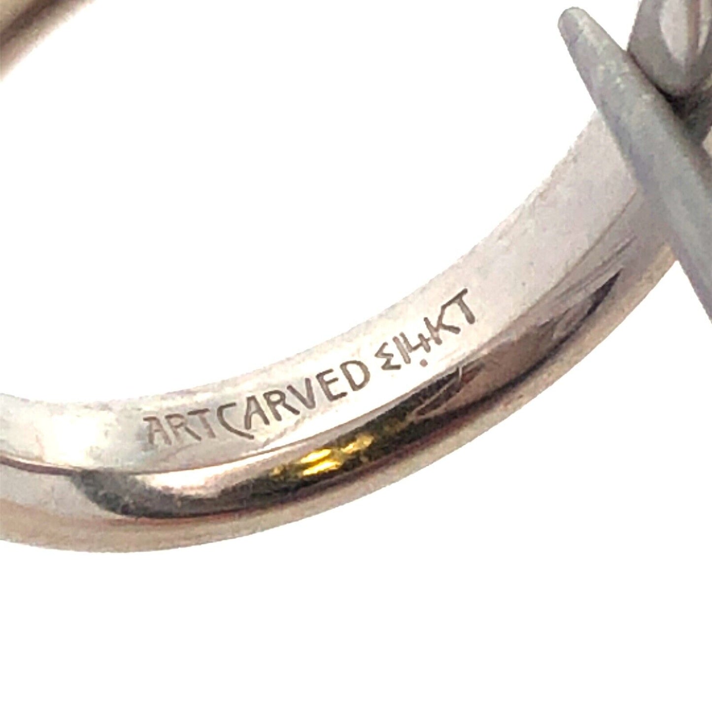 Designer Art Carved 14K White Gold Princess Diamond Channel Wedding Band Ring