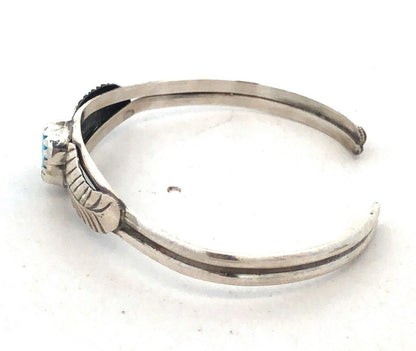 Native American Jacquelin 925 Sterling Silver Turquoise Child Cuff Bracelet