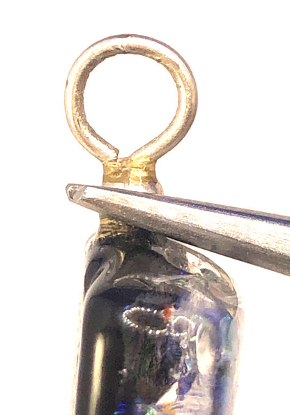 925 Sterling Silver Modernist  Multicolor Diachroic Glass Rectangle Pendant