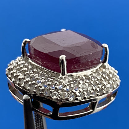 Designer Sterling Silver Ruby Solitaire Diamond Accent July Anniversary Pendant