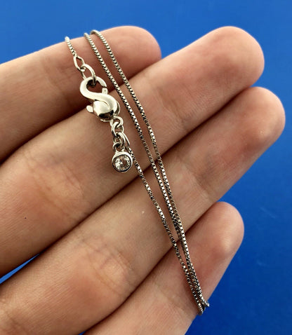 Designer RL Sterling Silver Cubic Zirconia Drop Charm Adornment Chain Necklace