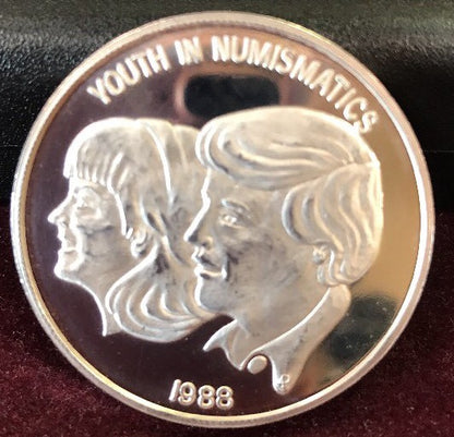 1988 Numismatic Association of Southern California 999 Silver Youth in Numis Rnd