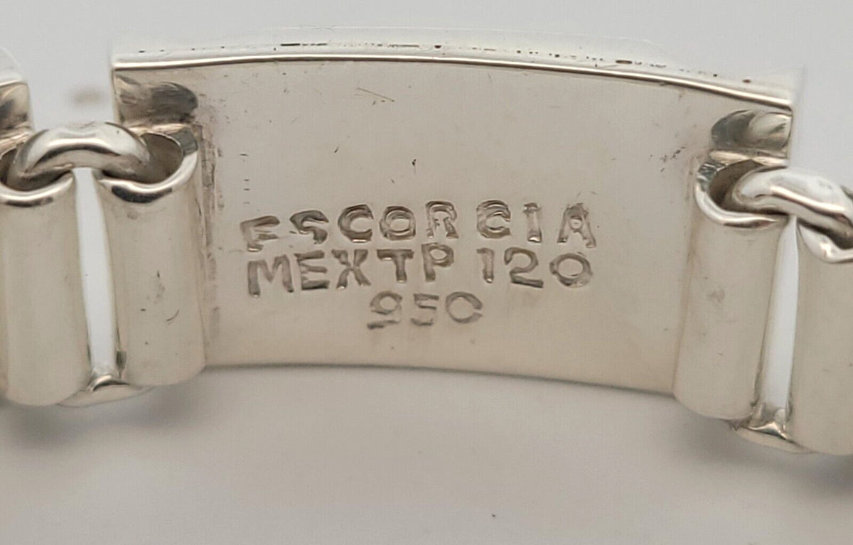 Oscar Figueroa Escorcia Taxco Silver 950 Lapis Malachite Panel Bracelet