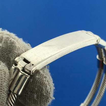 Taxco TV-141 Mexican Sterling Silver 925 6.5" Twin Cable ID Cuff Bracelet