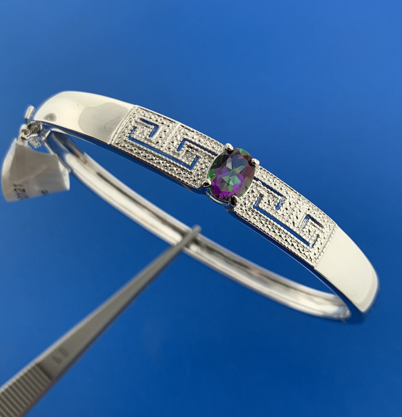 Designer Victoria Townsend Silver Plate Mystic Topaz Diamond Accent 7" Bracelet