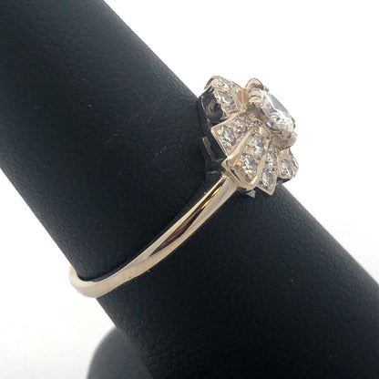 Art Deco 14K White Gold Diamond Solitaire with Accents Wedding Engagement Ring