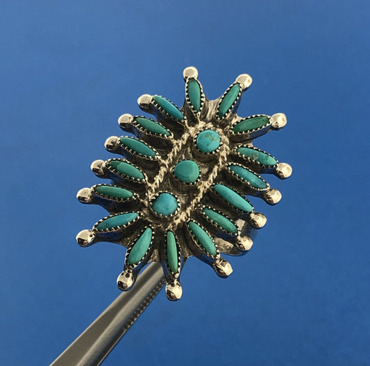 Stunning Sterling Silver 925 Cabochon Round Oval Turquoise Finger Ring Size 5.5