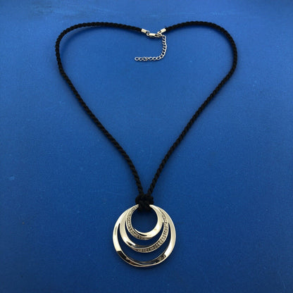 Stunning Sterling Silver 925 Round Cut Diamond Multi-Circle 17"-18.5" Necklace
