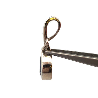 Designer 925 Sterling Silver Pear Tanzanite Opal Inlay Modernist Drop Pendant