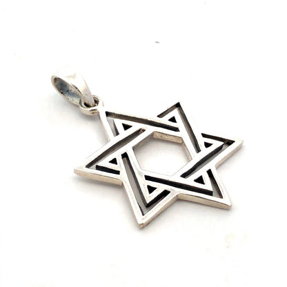925 Sterling Silver Israel Star Of David Jerusalem Star Statement Pendant