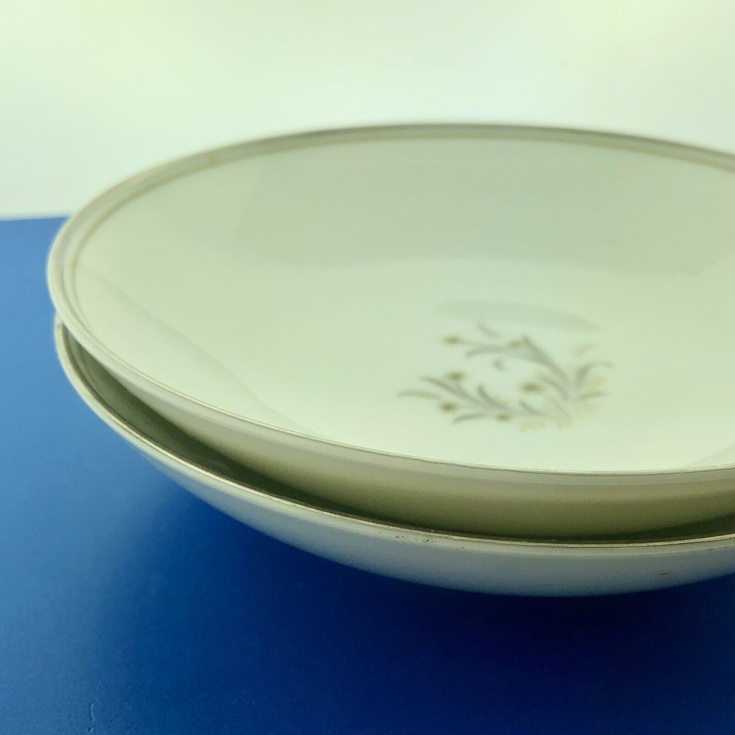 Retired Noritake Ardis China 5 1/2" Platinum Tab Fruit Dessert Bowl TWO Pc Set