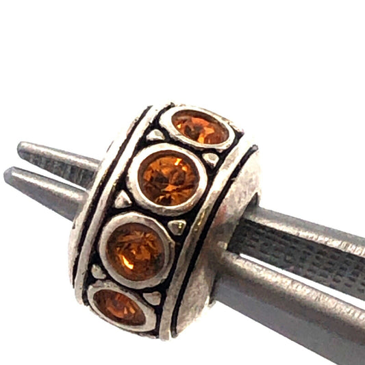 Designer Chamilia 925 Sterling Silver Round Orange Cubic Zirconia Spacer Charm